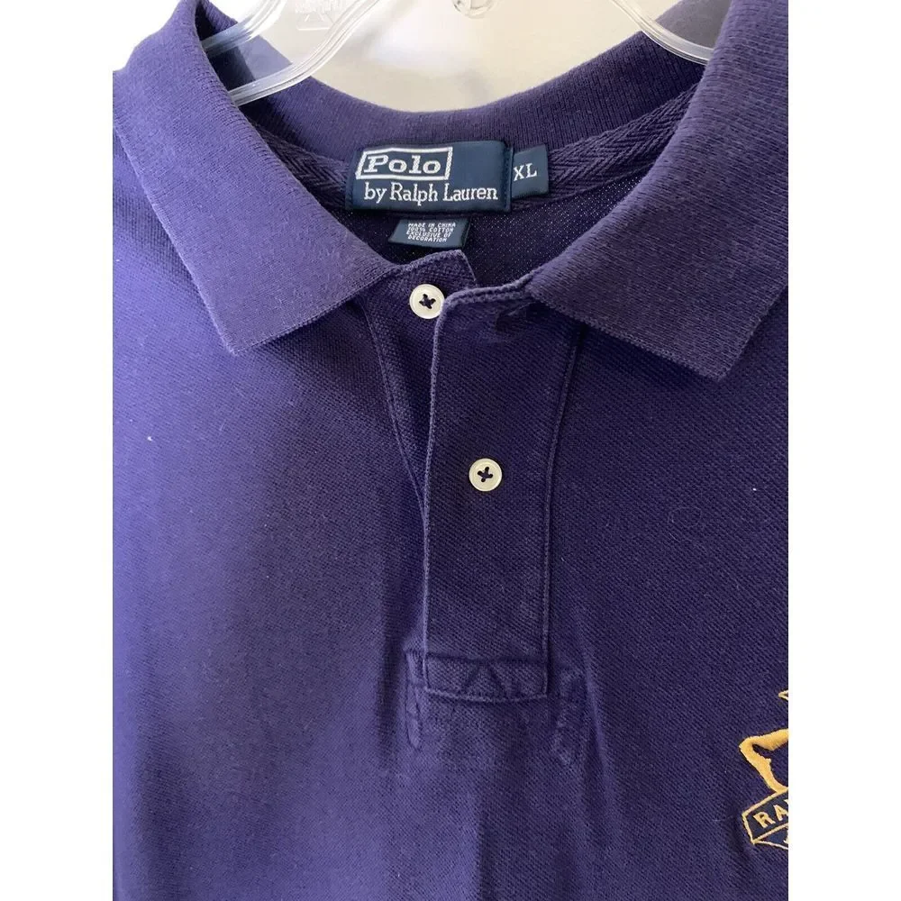 Vintage Ralph Lauren Mens XL‎ Faded Crest Spell Out Double Sided Polo Shirt